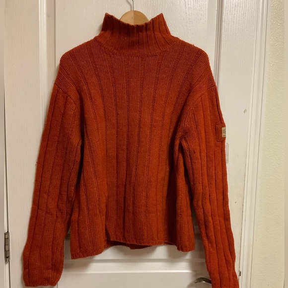 Abercrombie & Fitch Ribbed Wool Blend Mock Neck Sweater Size L Rust - Picture 4 of 8